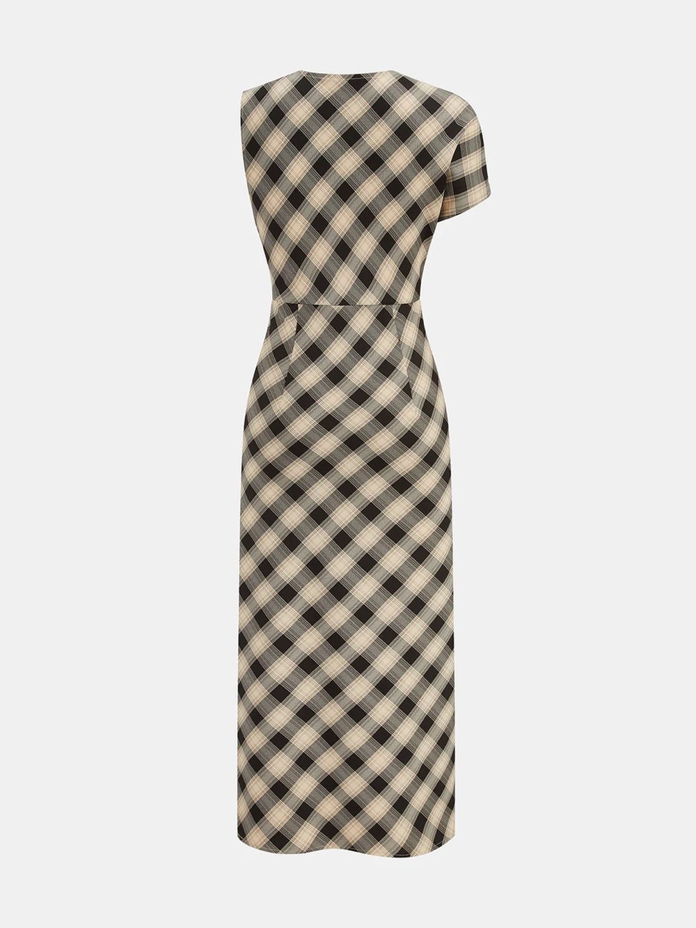 Commense Plaid One-Shoulder Midi Dress - Picture 3 of 4